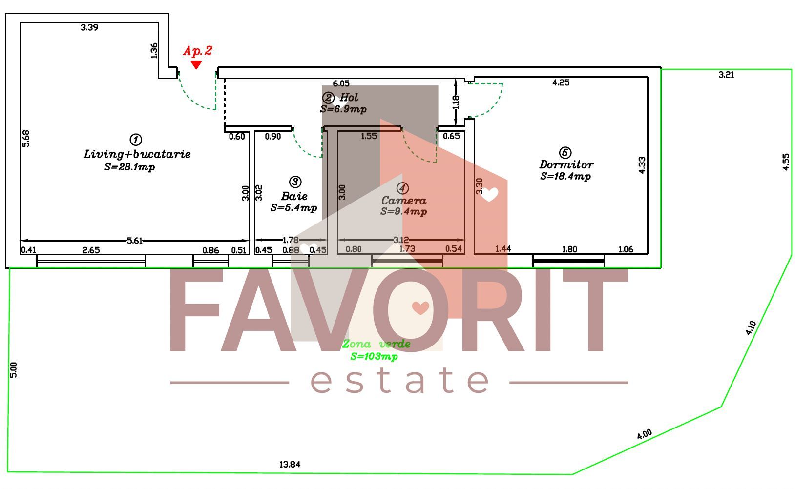 Bloc Nou. Gradina proprie de 103 mp si 2 locuri de parcare inscrise in CF. - Schiță 11