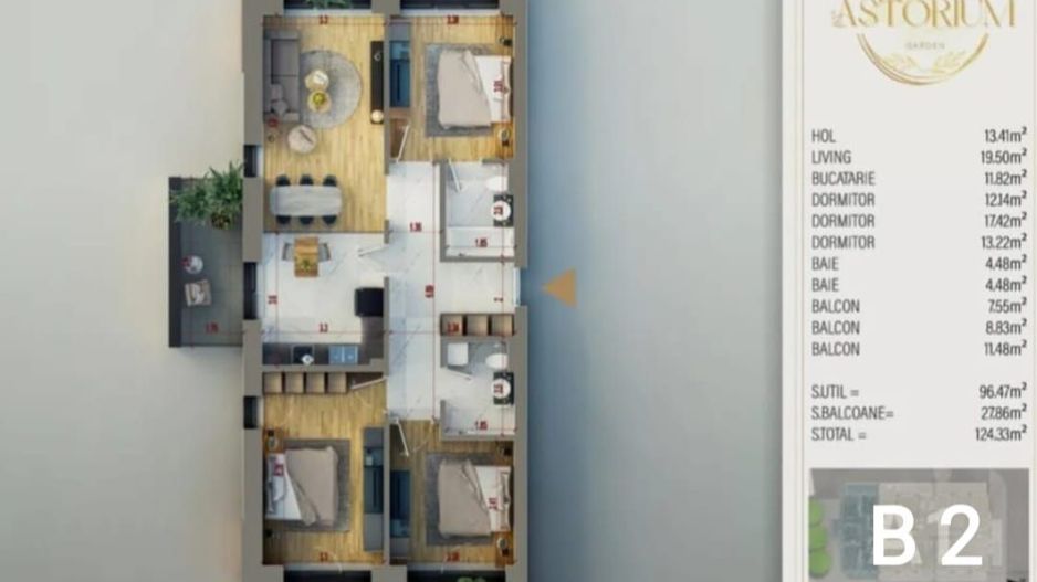 APARTAMENT 4 CAMERE_  ASTORIUM GARDEN _ COMPLEX CU PISCINA! - Poză 4