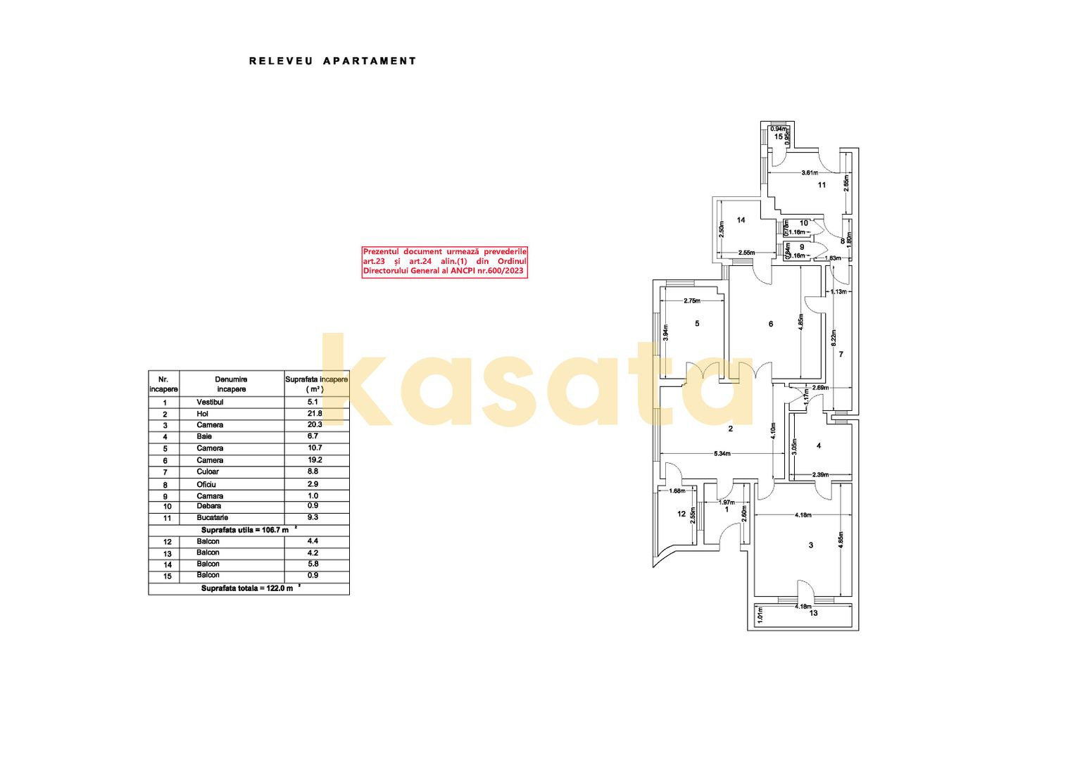 Apartament 4 camere de vanzare | Piata Romana - ASE | 107mp utili - Schiță 23