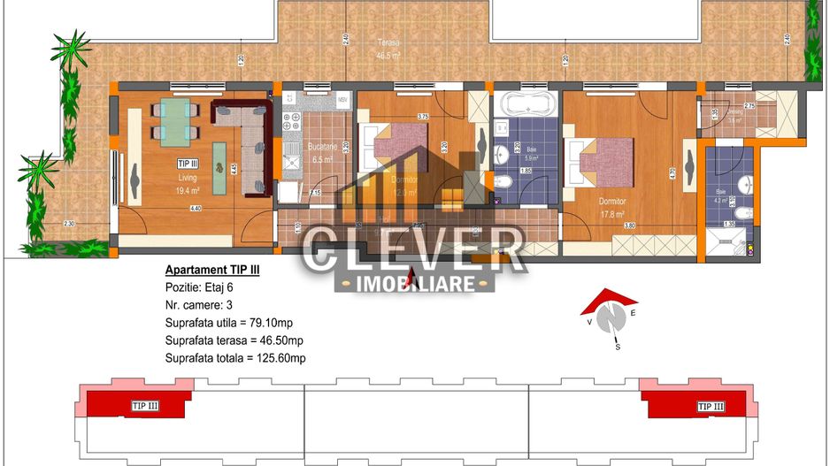 Apartament Deosebit_3 camere decomandate_Terasa 40 mp - Poză 1