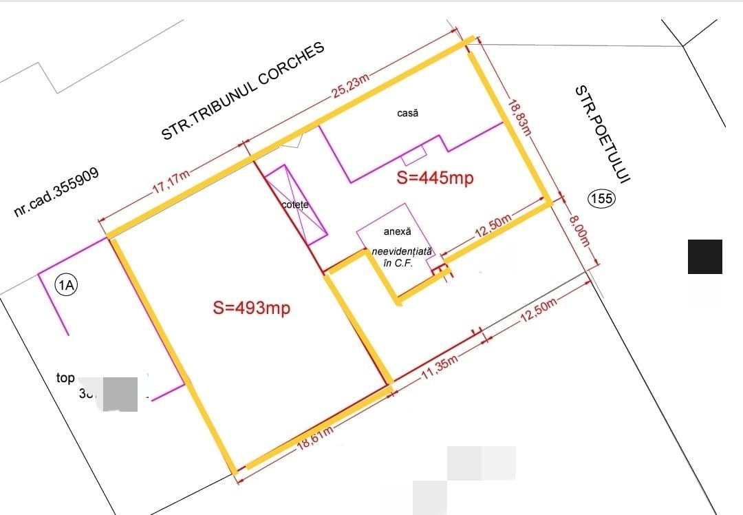 Teren 938 mp cu casa, amplasare pe colt, vad comercial, zona Gai - Poză 2