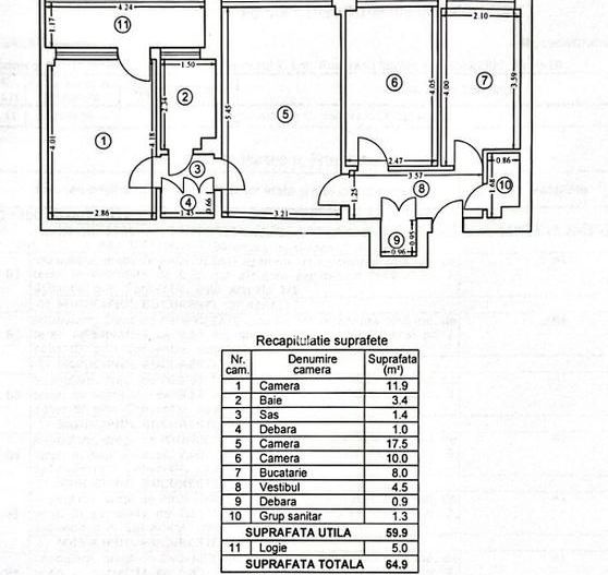 Apartament 3 camere | Obor - Ferdinand | Recent renovat si nemobilat - Schiță 10
