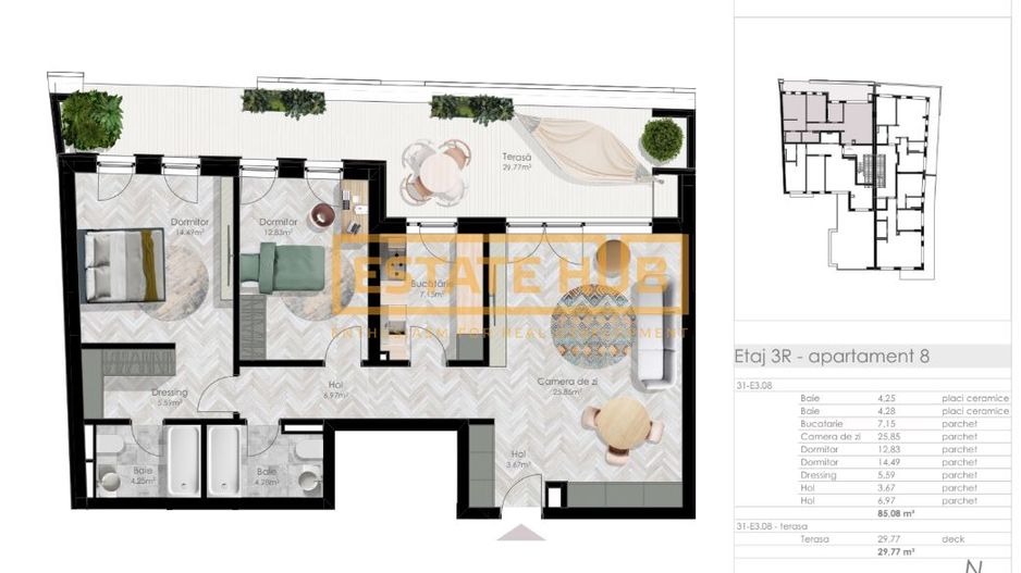 3 camere Clinicilor | terasa 30 mp| vedere spre Parcul Central | Comision 0% - Poză 3