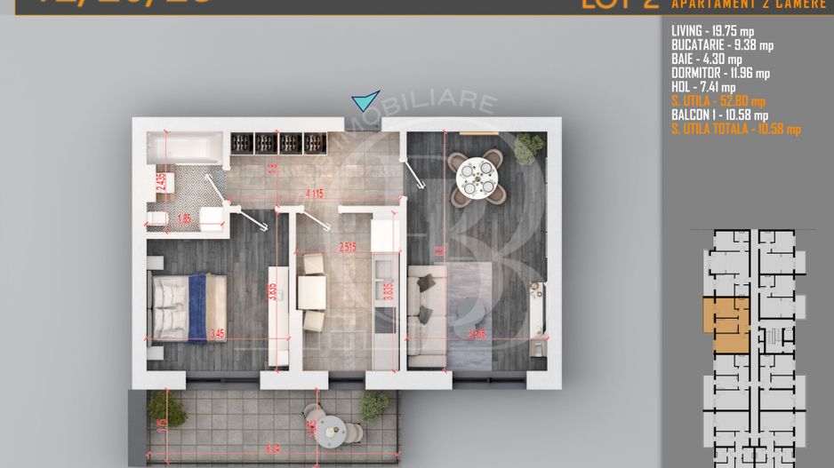 Apartament Decomandat 2 camere - Th. Pallady Metrou N. Teclu - Schiță 5