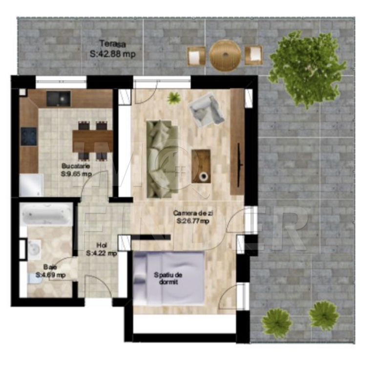 Vanzare 2 camere la cheie, zona Teatru National, 46 mp+ 43 mp gradina - Poză 10