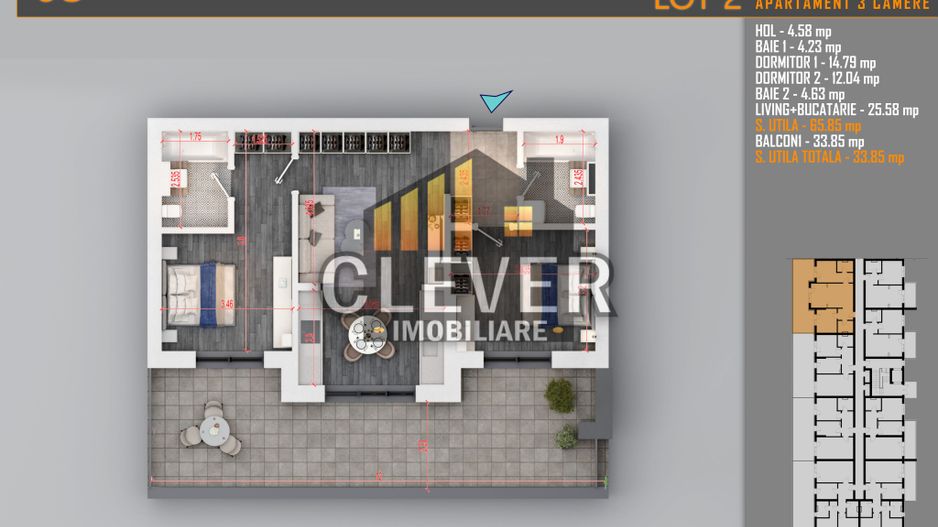 Apartament 3 Camere Pallady | Terasa Generoasa 33mp | Comision 0% - Schiță 9