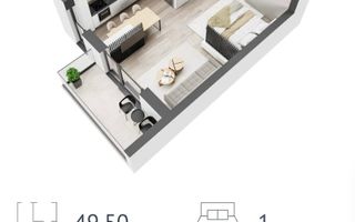 Studio de vânzare | Ivory Residence | Balcon - Schiță 11