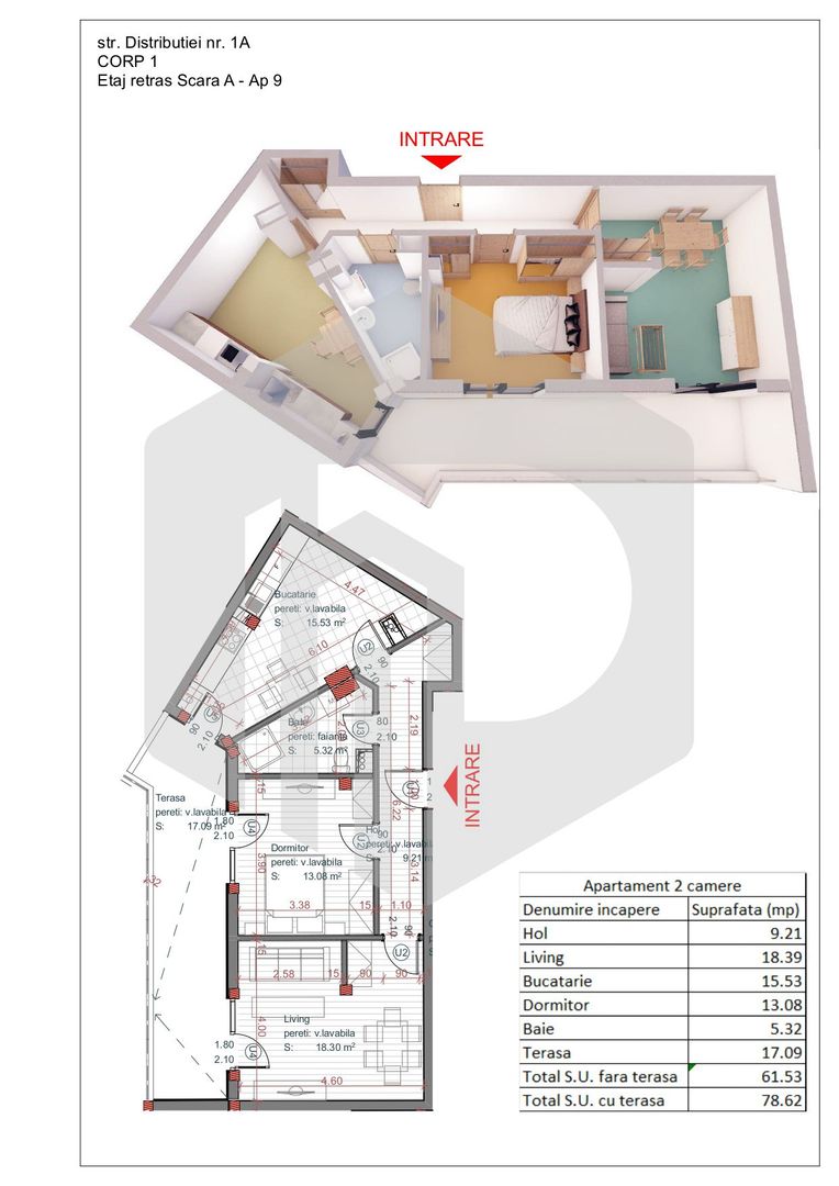 Penthouse - 2 camere - Autogarii - Terasa Proprie | Piata Cibin - Schiță 1