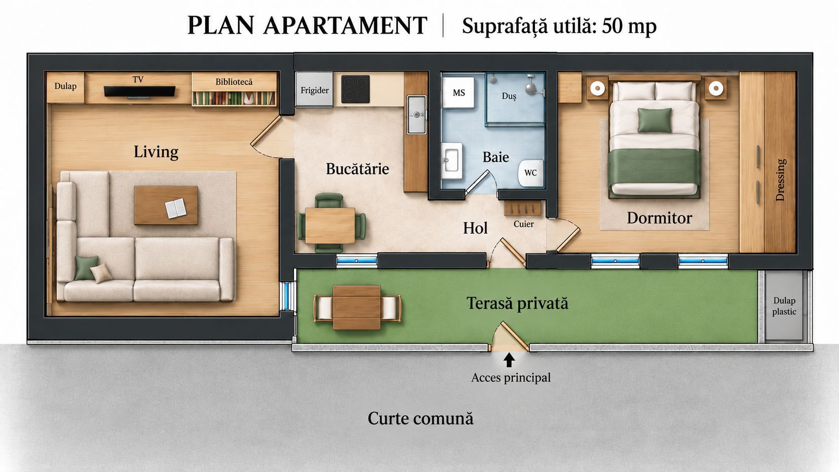 COMISION 0% | Apartament 2 camere de închiriat | Centrul Istoric, Str. Nicolae B - Schiță 17