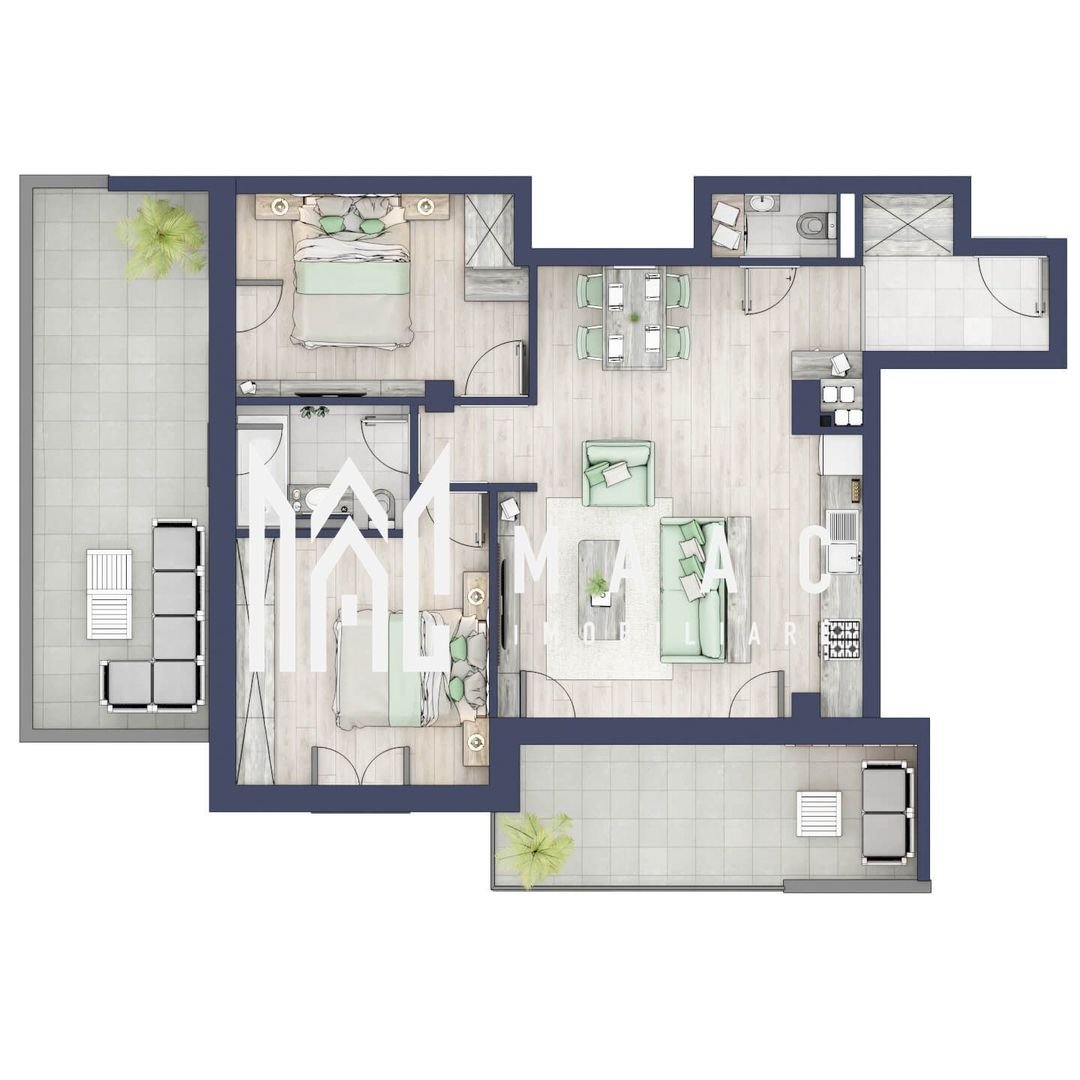 Apartament 3 camere | Balcoane 15.1 mp | Turnisor | F2 - Poză 1