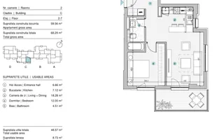 INCHIRIERE APARTAMENT 2 CAMERE | STRAULESTI | 60MP | TERASA-PARCARE - Poză 22