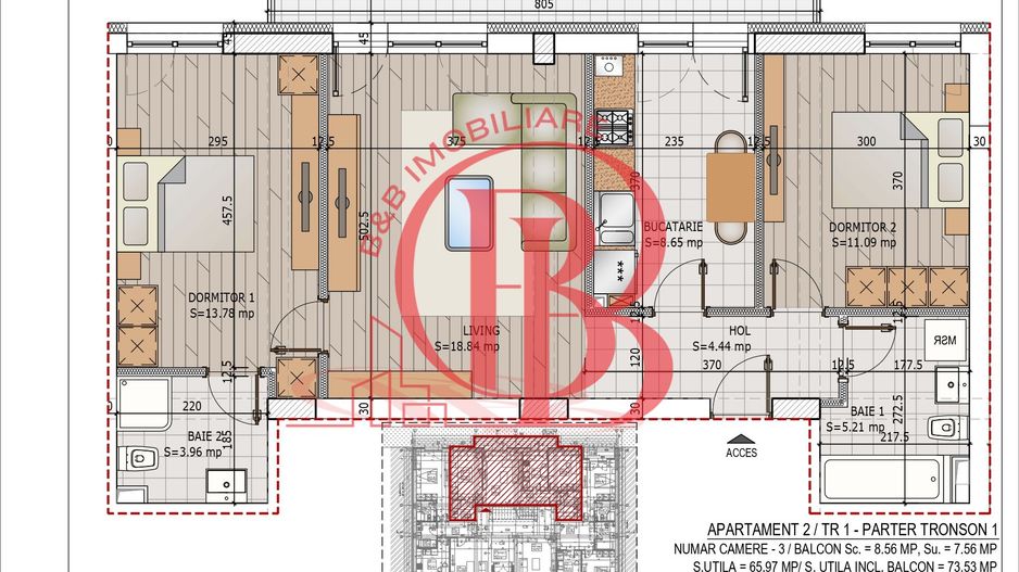 Apartament 3 camere Titan Pallady Metrou N. Teclu Comision 0 - Schiță 16