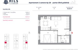 Vânzare, apartament, 2 camere tip 2B, HILS Titanium, București - Poză 3