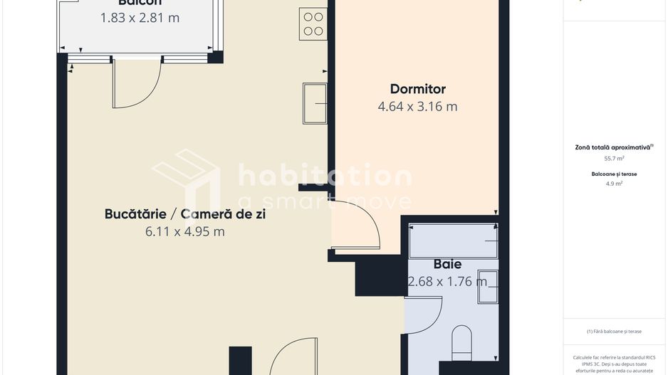 Apartament modern 2 camere – Nord One - Poză 23