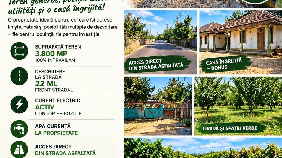 🏡 TEREN INTRAVILAN 3.800 MP – SURAIA, VRANCEA | PRET NEGOCIABIL - Poză 1