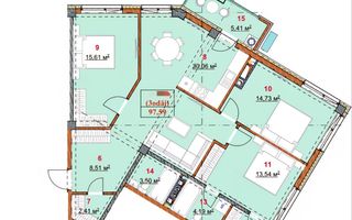Vânzare, apartament 3  dormitoare și living, str. Grenoble, Botanica - Poză 2