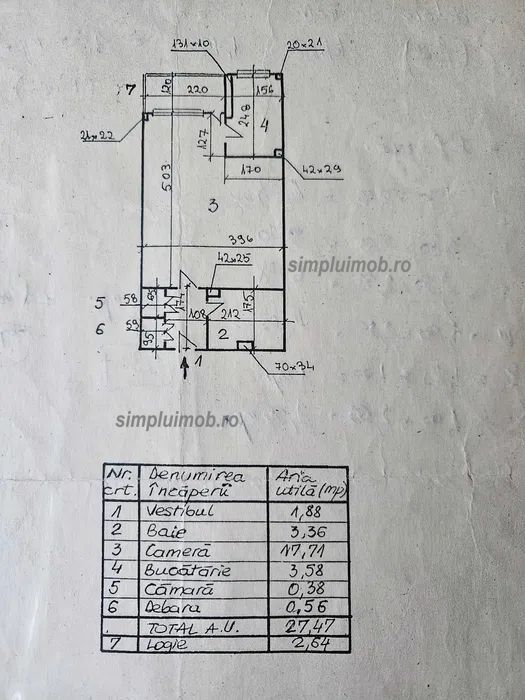Garsoniera de renovat etaj intermediar Piata Delfinului - Schiță 8
