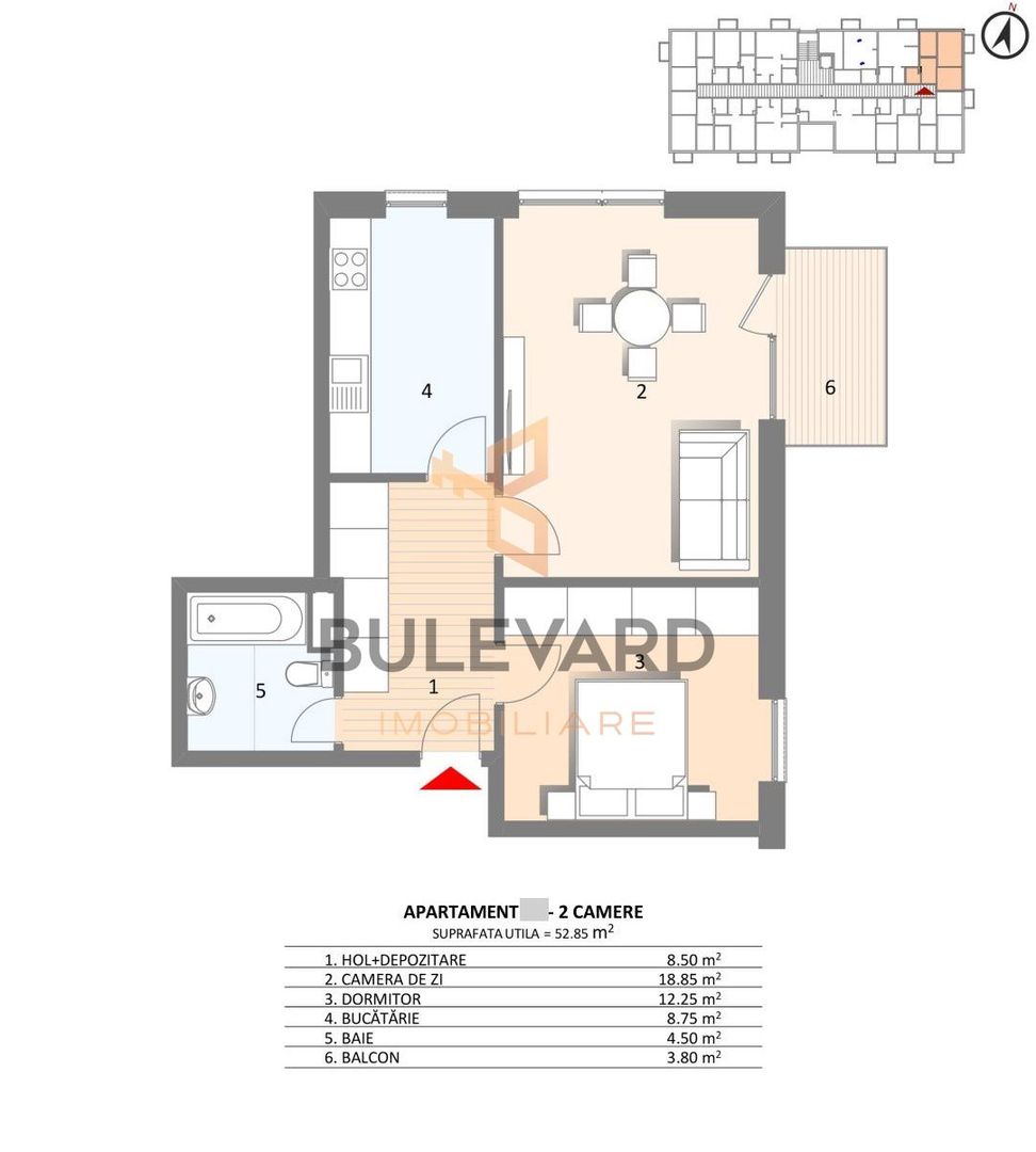 Apartament cu 2 camere/52,85 mp/zona accesibila! - Poză 5