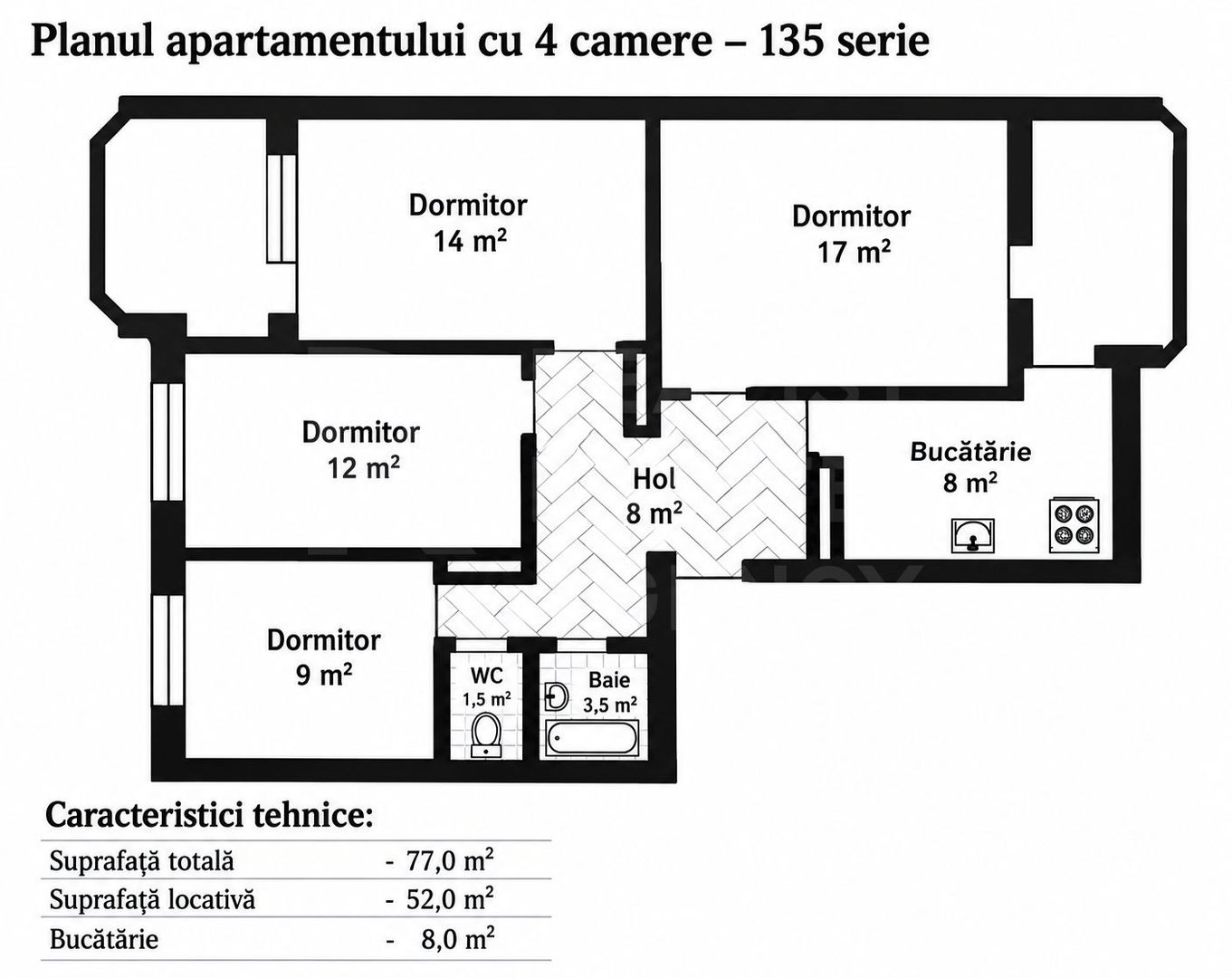 Vânzare, apartament 4 camere 86 mp , str. Milescu Spătaru, Ciocana - Poză 18