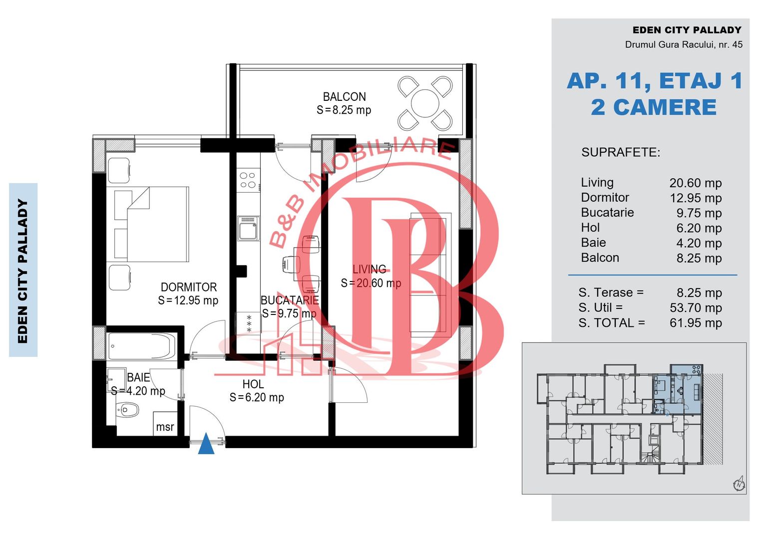 Apartament 2 camere Theodor Pallady Metrou Nicolae Teclu - Schiță 2