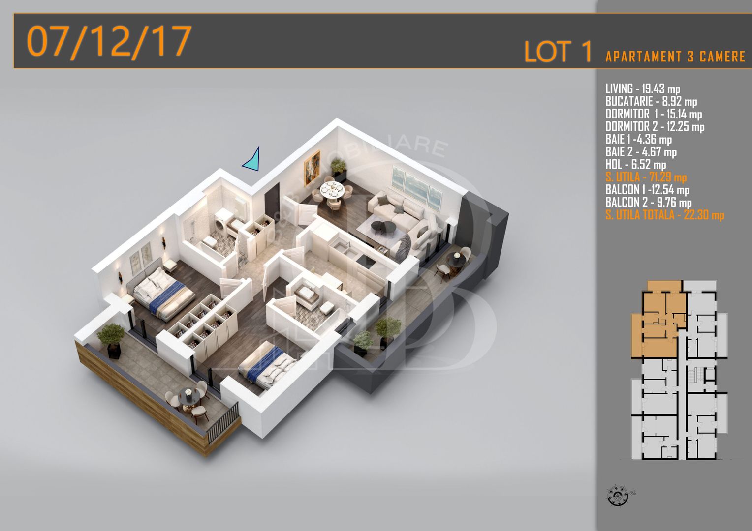 Apartament 3 camere Decomandat Titan Th. Pallady-Sector 3 - Schiță 2