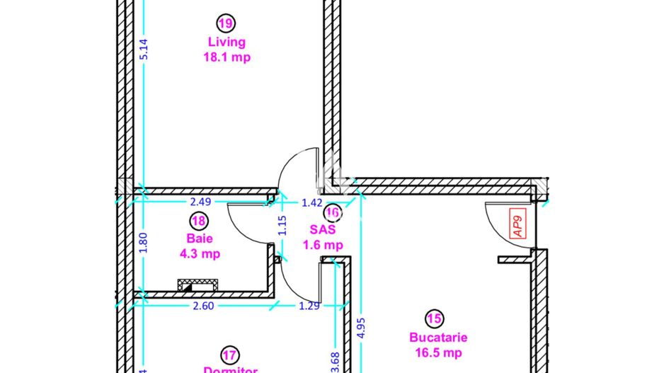 Apartament 2 camere cu bucatarie inchisa si gradina - Selimbar zona Lidl. - Schiță 4