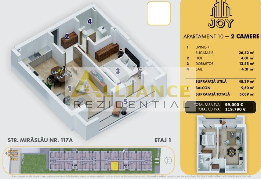 Apartament 2 camere | 58 MP | Metrou 10 minute - Poză 6