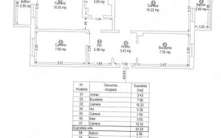 Apartament 3 camere Lipovei mobilat si utilat - Schiță 9