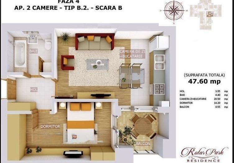 Apartament 2 Camere  Rotar Park 1 - Poză 11