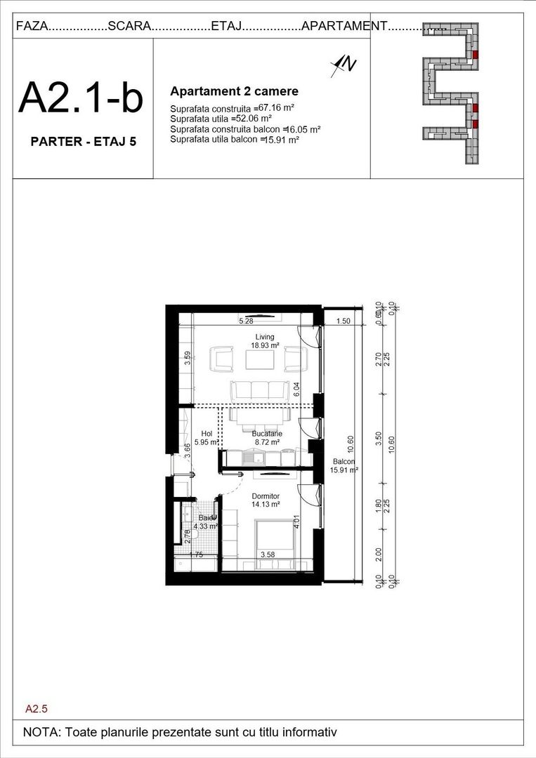 Pipera | Apartament Premium 2 Camere | 68 MP Totali | 2 Parcari Incluse - Schiță 6