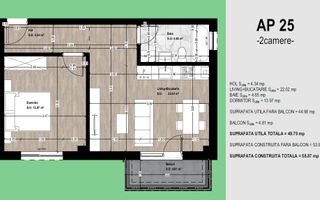 Apartament nou, mobilat, utilat, parcare si TVA incluse, comision 0 - Schiță 8
