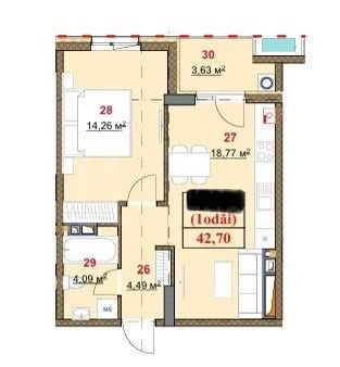 Vânzare, apartament, 43 mp, str. Nicolae Dimo, Durlești - Poză 6