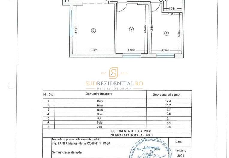Apartament 3 camere, Bucuria - Postalionului, Grand Arena, bloc 2024 - Schiță 12