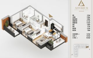 3 camere Finalizat  Proiect Premium Titan Pallady - Schiță 6