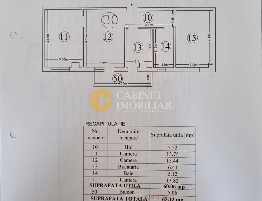 CUG bloc 2020 INTABULAT - 3 camere - etaj 3/6 cu lift - 65mp - mobilat - Poză 6