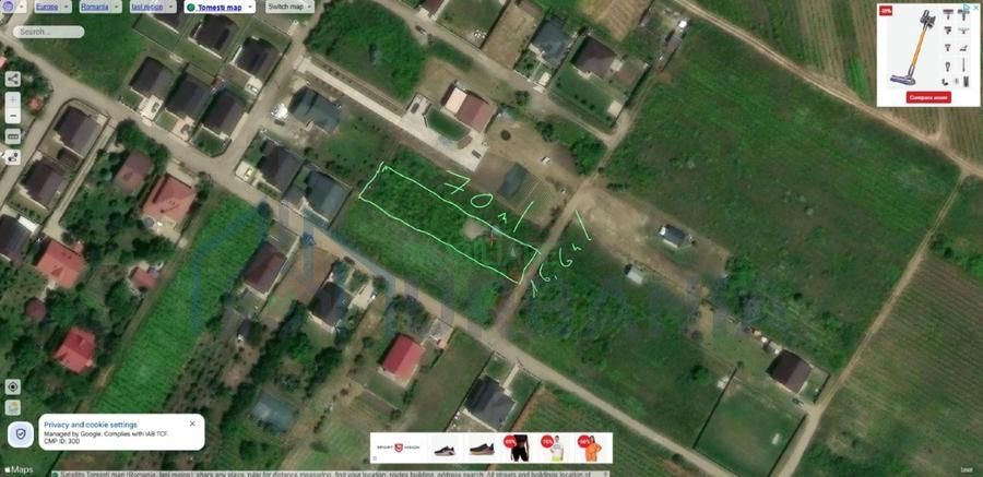 Teren intravilan în Tomesti, cu utilități: canalizare, apă, gaz, electric - Poză 1