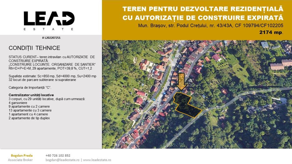 TEREN PENTRU DEZVOLTARE REZIDENȚIALĂ DE LUX CU AUTORIZAȚIE EXPIRATĂ - Poză 1