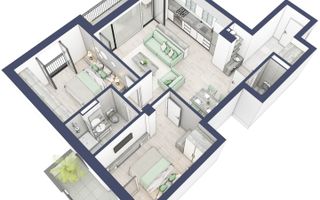 Apartament 3 camere | Balcoane 16.2 mp | Etaj 1 | Turnisor - Poză 5