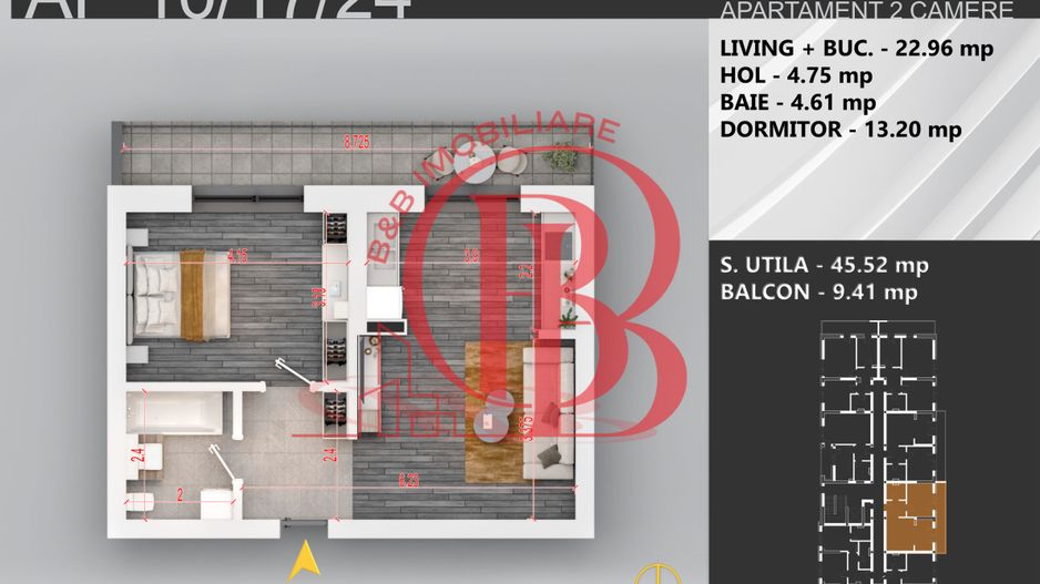 Oferta Lansare 2 camere bloc boutique  parcul Teilor - Schiță 1