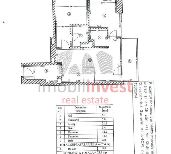 Apartament 3 camere nemobilat in One Verdi Park loc de parcare inclus - Schiță 19