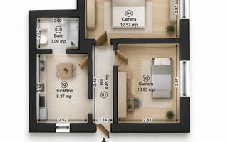 Apartament la cheie cu 2 camere la casa in Parneava Comision 0% - Poză 3