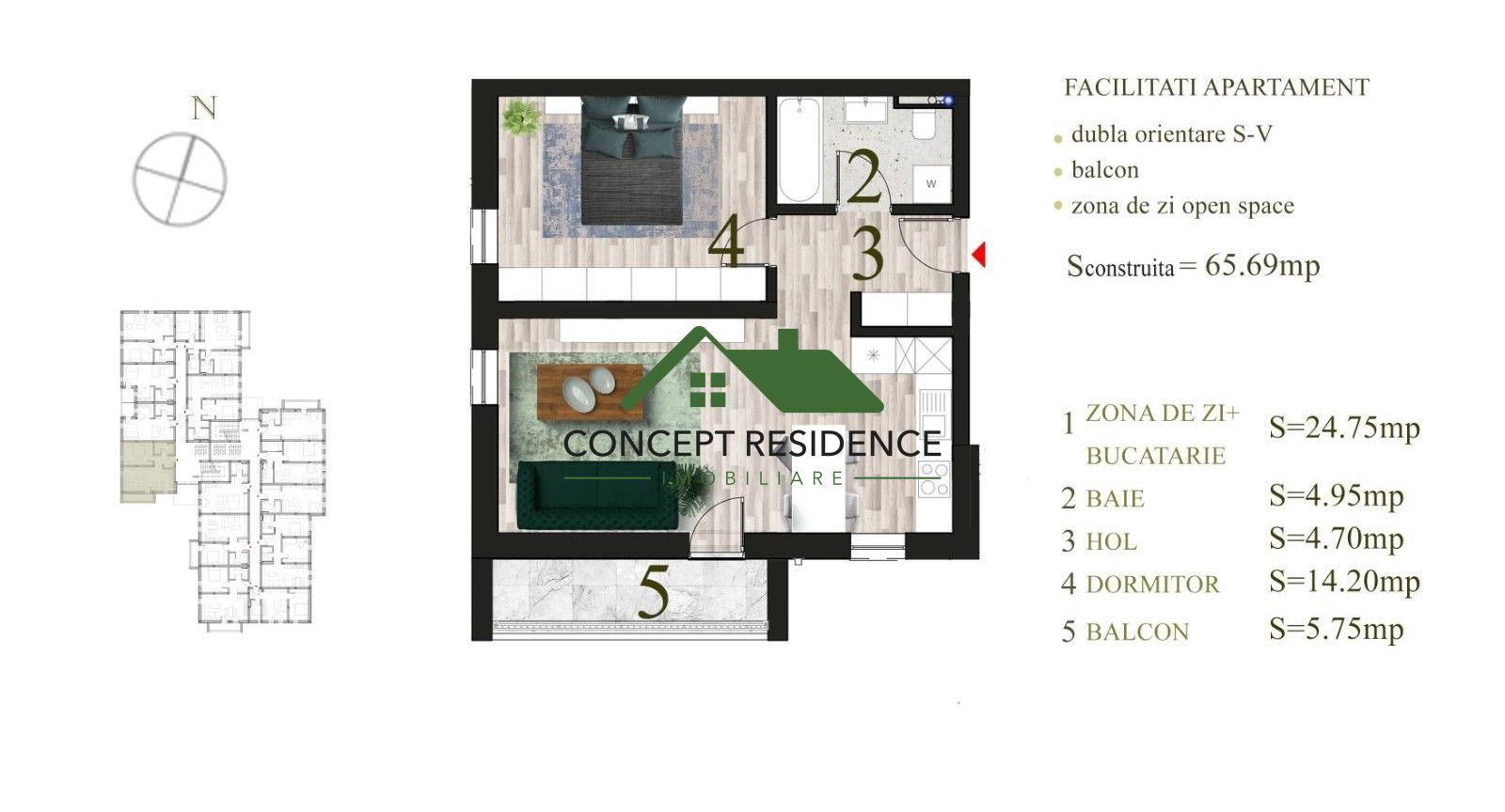 Apartament 2 camere tip open space, etaj 2/3, str. Anton Pann - Poză 7