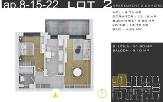 Apartament 2 camere Theodor Pallady, metrou Teclu - Comision 0% - Schiță 12