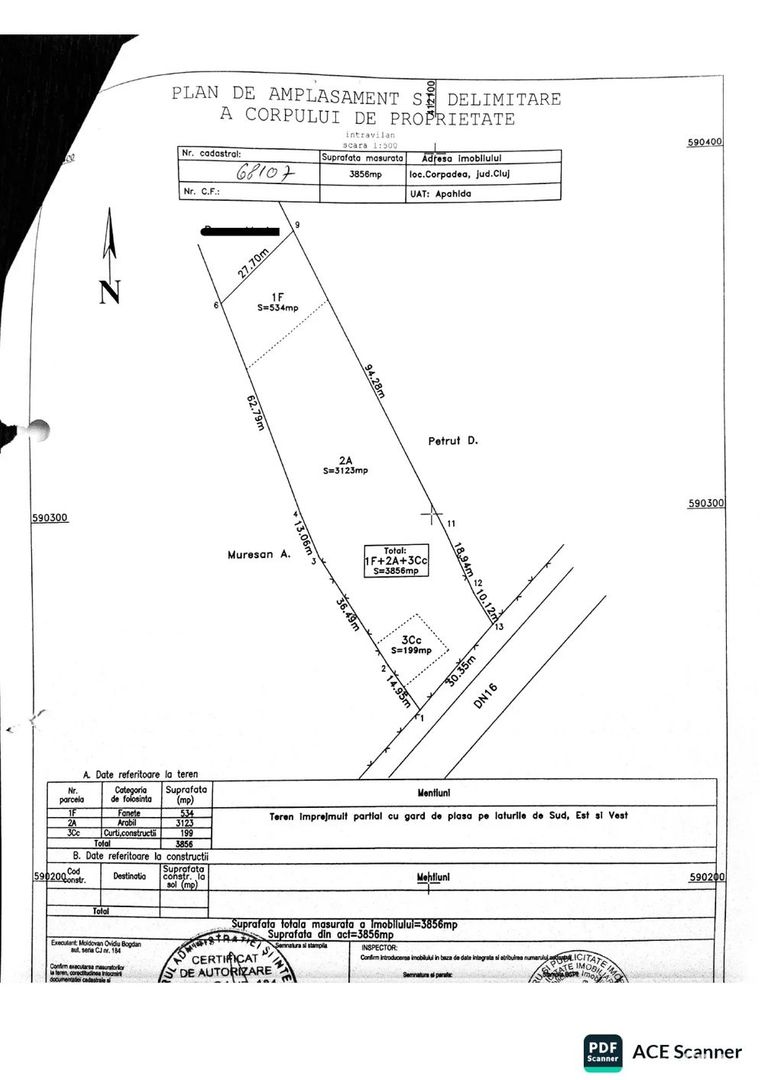 Vând teren intravilan + extravilan   Corpadea, jud. Cluj - Poză 1