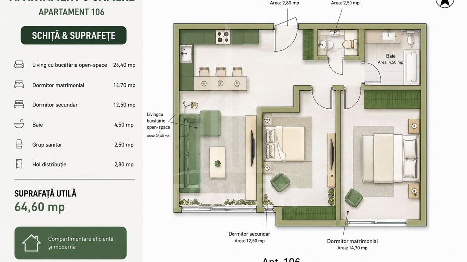 Apartament 3 camere- la cheie- Calea Surii Mici - Poză 4