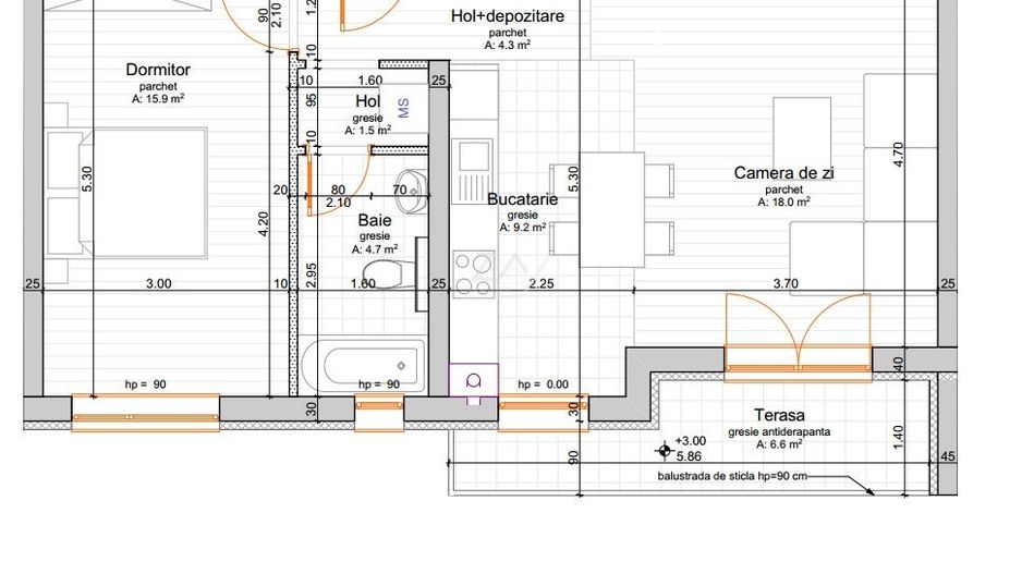 Apartament nou cu 2 camere Decomandat. Clima. Loc de parcare - Schiță 11