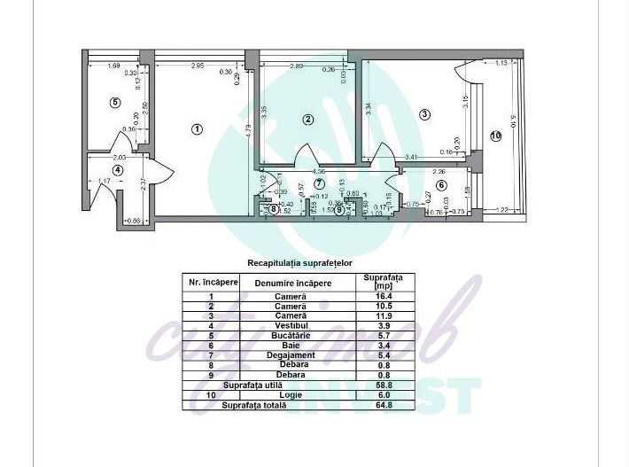 3 camere langa METROU - Poză 11