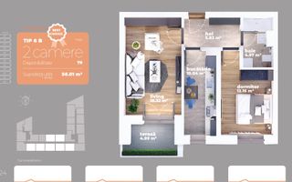 Apartament 2 camere decomandat Titan Auchan - Comision 0% - Schiță 11