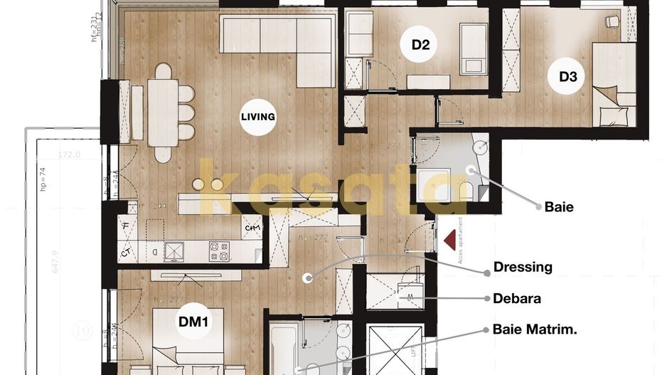 OPORTUNITATE | APARTAMENT 4 CAMERE |FABRICA DE GLUCOZA | TEI |BOUTIQUE - Schiță 11