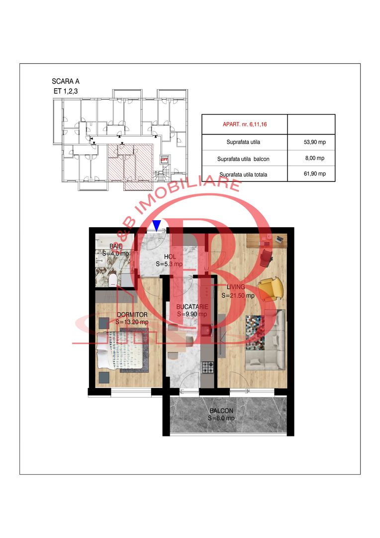 2 camere decomandat   Pallady Metrou Nicolae Teclu - Schiță 10